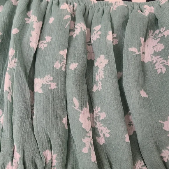 Trixxi Floral Print Short Sleeve Romper Green White Size XS - Picture 7 of 7